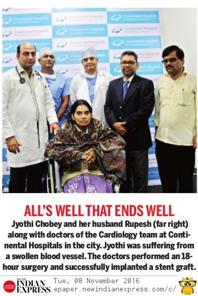 Indian Express report of Aortic debranching surgery Dr Avinash Dal